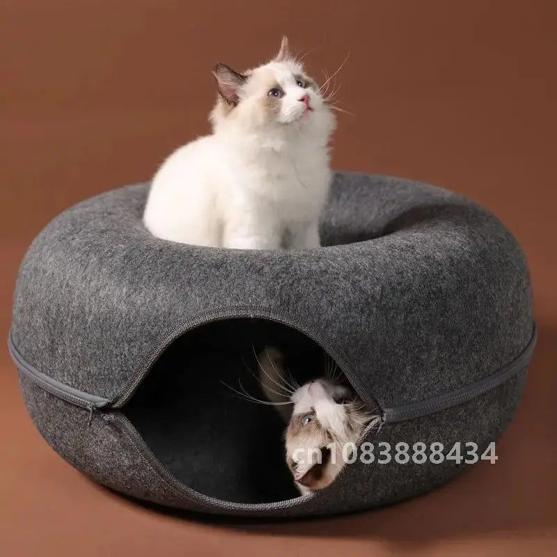 Donut Cat Bed Interactive Tunnel