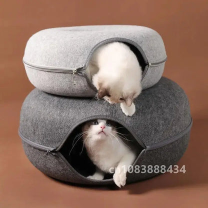 Donut Cat Bed Interactive Tunnel