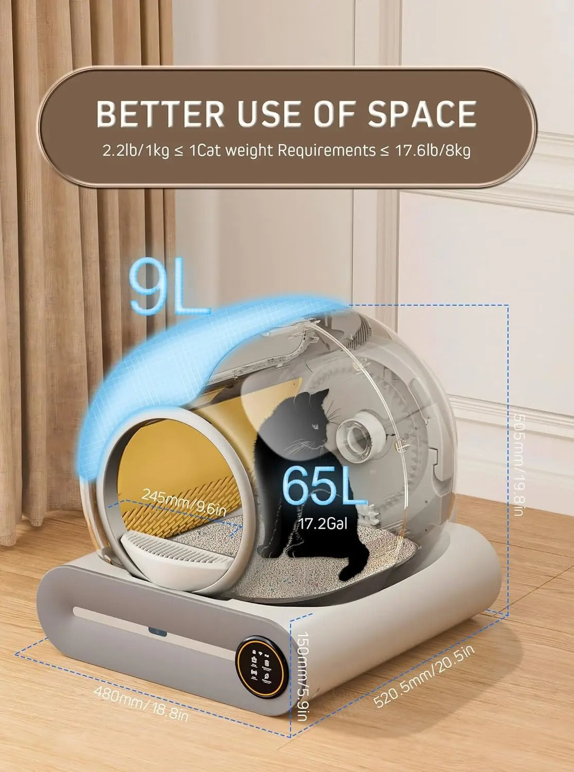 PawOPaw Smart Self-Cleaning Litter Box with App Control,Mess-Free Design for Multiple Cats